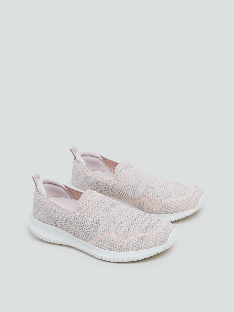 LUNA BLU Peach Knitted Slip-On Trainers